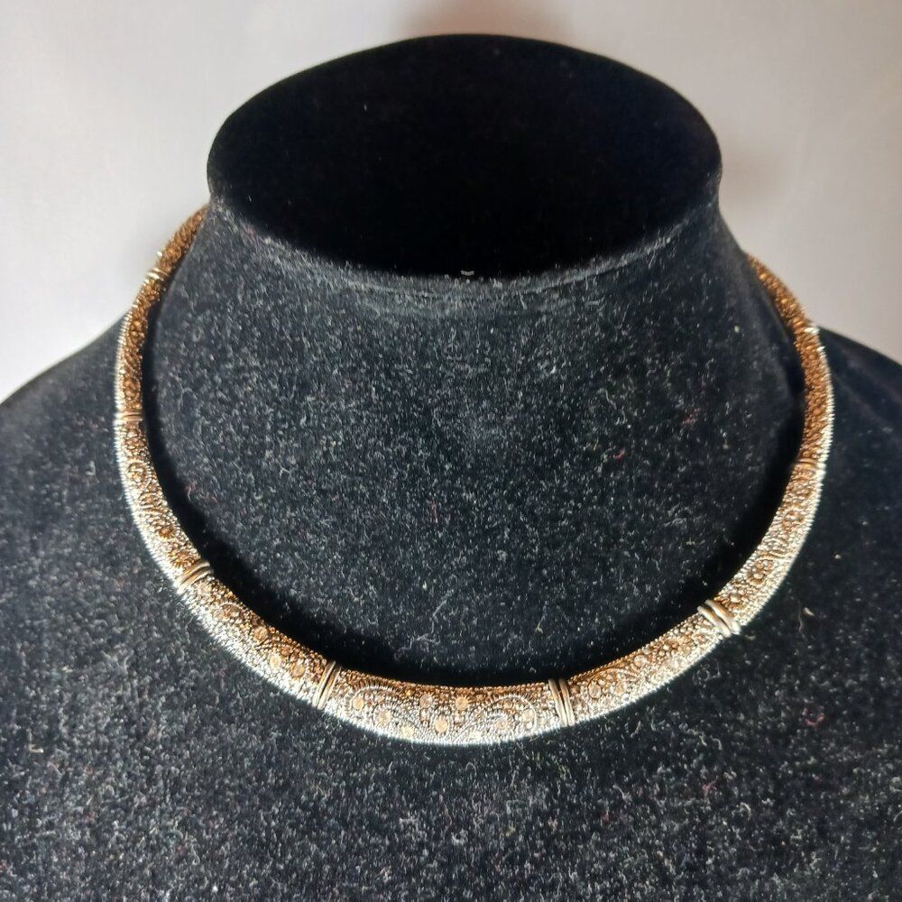 Vintage Silver Tone Egyptian Style Choker Women's Necklace